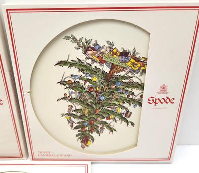 Lot #9 Lot of 3 Spode Christmas Tree Trivets/Casserole Stand in Original box