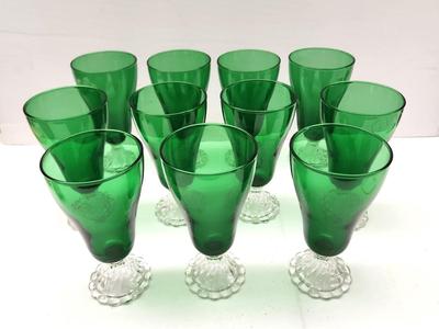 Lot #10 Lot of 11 Vintage Anchor Hocking Berwick Boopie Footed Water Glasses
