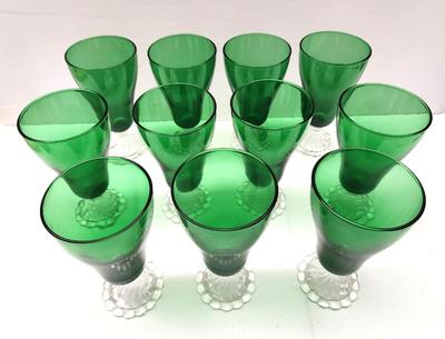 Lot #10 Lot of 11 Vintage Anchor Hocking Berwick Boopie Footed Water Glasses