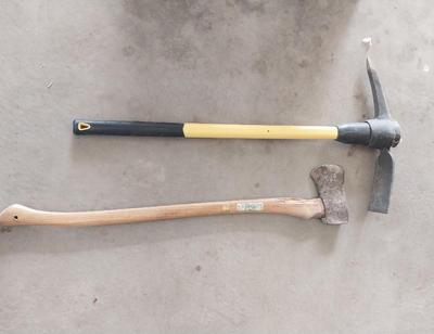 LONG HANDLED PICK AND WEST KING AXE