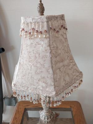 TWO TIER GLASS TOP WOODEN ENDTABLE WITH DRAWER AND LAMP