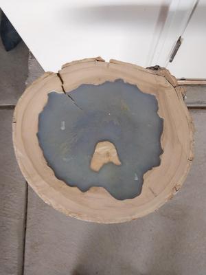 TREE TRUNK TOP TABLEAND VASE WITH FAUX FLOWERS