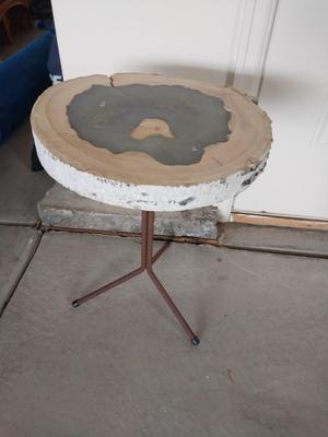 TREE TRUNK TOP TABLEAND VASE WITH FAUX FLOWERS