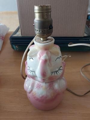 VINTAGE CHILDS LAMP AND CLOWN BANK