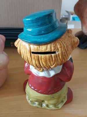 VINTAGE CHILDS LAMP AND CLOWN BANK