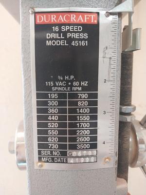 DURACRAFT DRILLPRESS