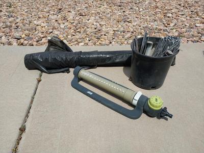 SPRINKLER-WEED GUARD AND STAKES