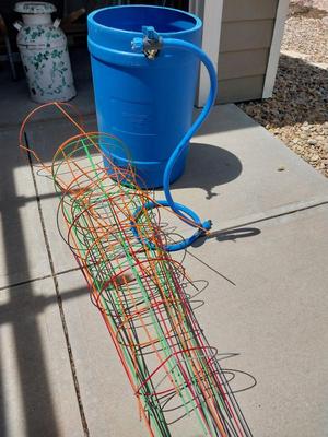 RAIN BARREL-TOMATO CAGES AND MISTER
