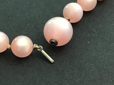 Vintage, Sweet pink Moon glow beaded knotted necklace