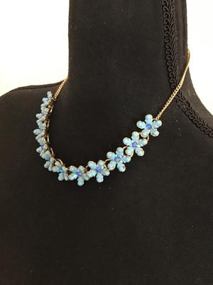 Lucite Blue Choker Blue Rhinestone Vintage