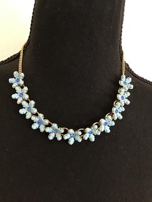 Lucite Blue Choker Blue Rhinestone Vintage