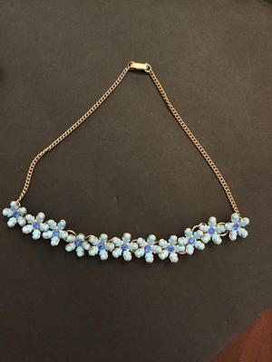 Lucite Blue Choker Blue Rhinestone Vintage