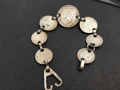 Vintage Silver 925 Australia Coin Trench Bracelet WWll