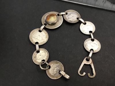 Vintage Silver 925 Australia Coin Trench Bracelet WWll
