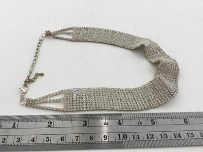 Beautiful silver tone rhinestone choker necklace