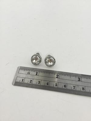 Beautiful silver tone rhinestone stud earrings