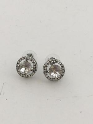 Beautiful silver tone rhinestone stud earrings