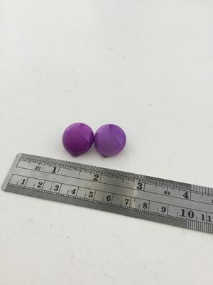 Purple round clip on earrings