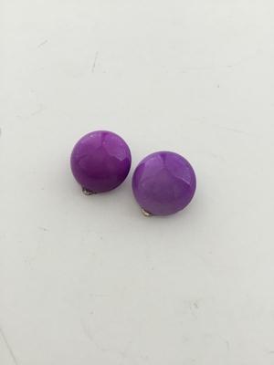 Purple round clip on earrings