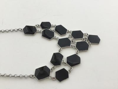 Silver tone black fashion necklace