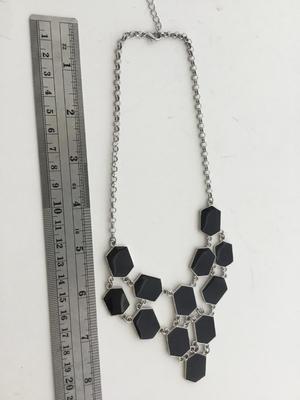 Silver tone black fashion necklace