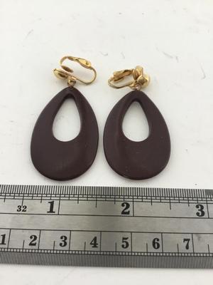 Brown clip on vintage dangle earrings