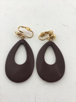 Brown clip on vintage dangle earrings
