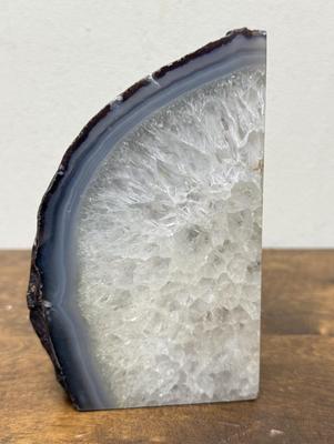 Blue Agate Crystal Geode Slice with Druzy