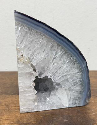 Blue Agate Crystal Geode Slice with Druzy