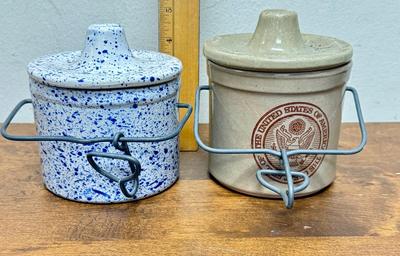Lot of 2 vintage ceramic crocks