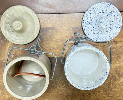 Lot of 2 vintage ceramic crocks