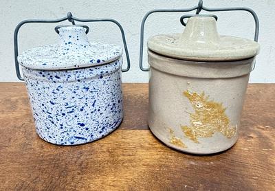 Lot of 2 vintage ceramic crocks