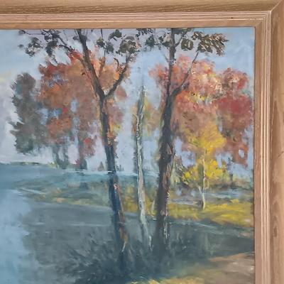 LOT 28: Impressionist Landscape Painting 'Fall at Strawbridge Lake, New Jersey'