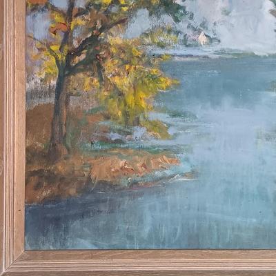 LOT 28: Impressionist Landscape Painting 'Fall at Strawbridge Lake, New Jersey'