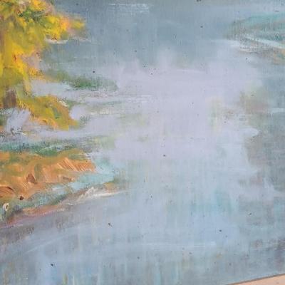 LOT 28: Impressionist Landscape Painting 'Fall at Strawbridge Lake, New Jersey'