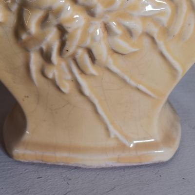LOT 34: McCoy Pottery Yellow Floral Vase, Maruhon Ware Kissing Swan Vase & McCoy Brush Yellow Vase