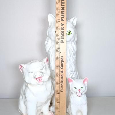 LOT 37: Set of (3) Vintage Ceramic Cat Statues