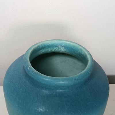 LOT 39: Haeger Pottery Scalloped Vase with Two Small Van Briggle Pottery Vases