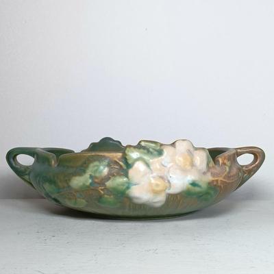 LOT 42: Roseville Pottery Magnolia Creamer and White Rose Ashtray