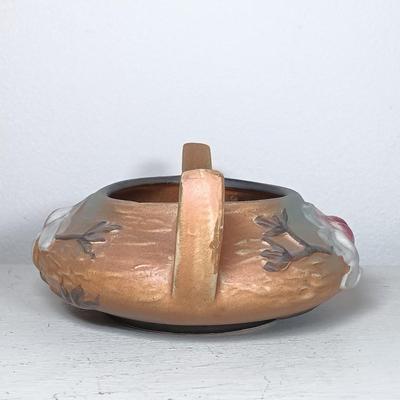 LOT 42: Roseville Pottery Magnolia Creamer and White Rose Ashtray