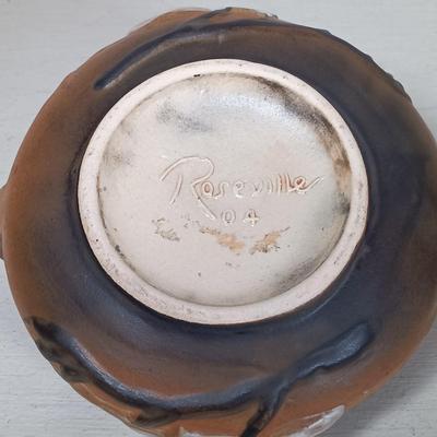 LOT 42: Roseville Pottery Magnolia Creamer and White Rose Ashtray