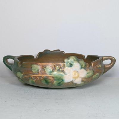 LOT 42: Roseville Pottery Magnolia Creamer and White Rose Ashtray