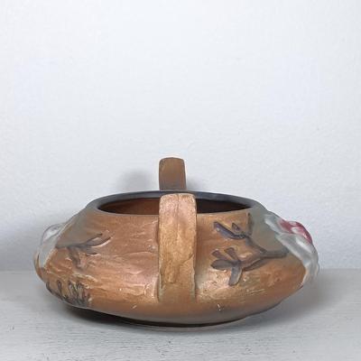 LOT 42: Roseville Pottery Magnolia Creamer and White Rose Ashtray