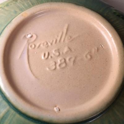 LOT 42: Roseville Pottery Magnolia Creamer and White Rose Ashtray