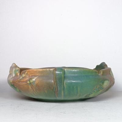 LOT 42: Roseville Pottery Magnolia Creamer and White Rose Ashtray