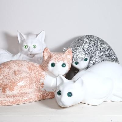 LOT 43: Set of (3) Elpa Alcobaca Ceramic Cats with One Other