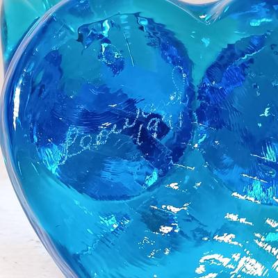 LOT 44: Westmoreland Glass Green Bird on Nest with Blue Art Glass Birds