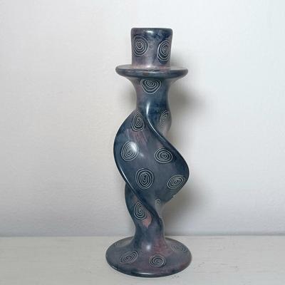 LOT 48: Ceramic and Wood Owls, Lotus Heart Vase & Soapstone Candle Holder