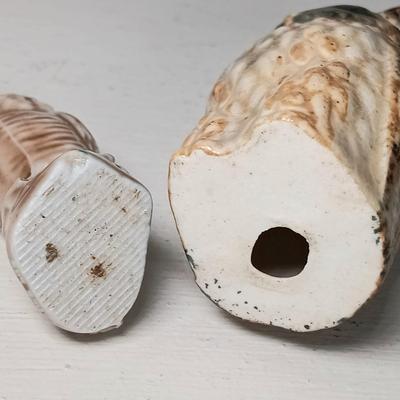 LOT 48: Ceramic and Wood Owls, Lotus Heart Vase & Soapstone Candle Holder