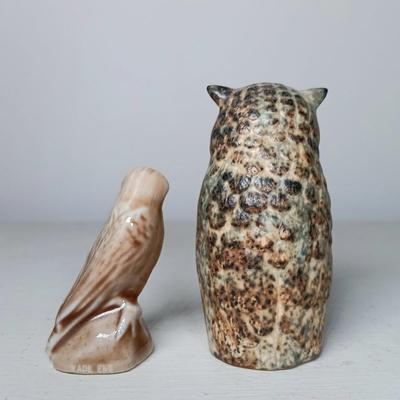 LOT 48: Ceramic and Wood Owls, Lotus Heart Vase & Soapstone Candle Holder
